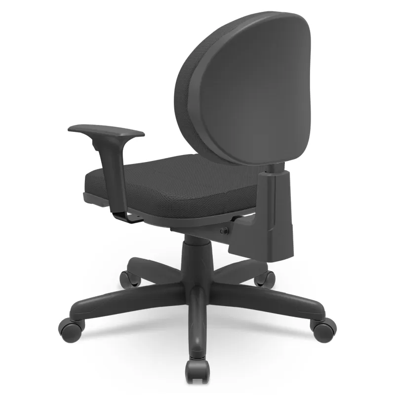 Cadeira Executiva Operativa Ergonômica NR17 com Back System, Braços Reguláveis e Tecido Poliéster Preto – Plaxmetal