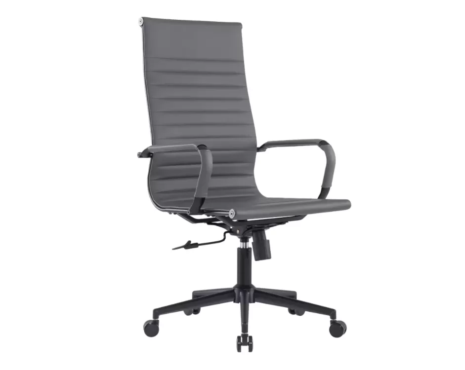 Cadeira Presidente Manhattan Black em Couro Ecológico PU com Sistema Relax e Base Black – Fratini