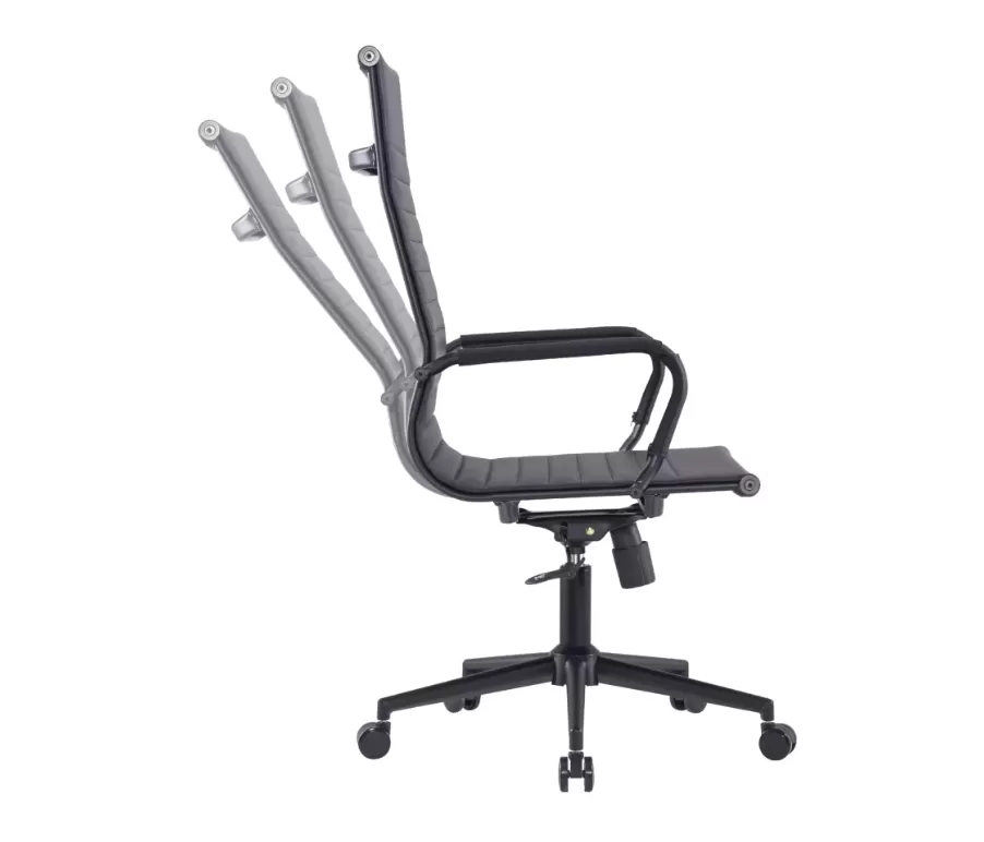Cadeira Presidente Manhattan Black em Couro Ecológico PU com Sistema Relax e Base Black – Fratini