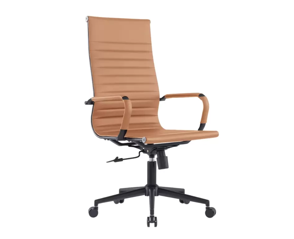 Cadeira Presidente Manhattan Black em Couro Ecológico PU com Sistema Relax e Base Black – Fratini