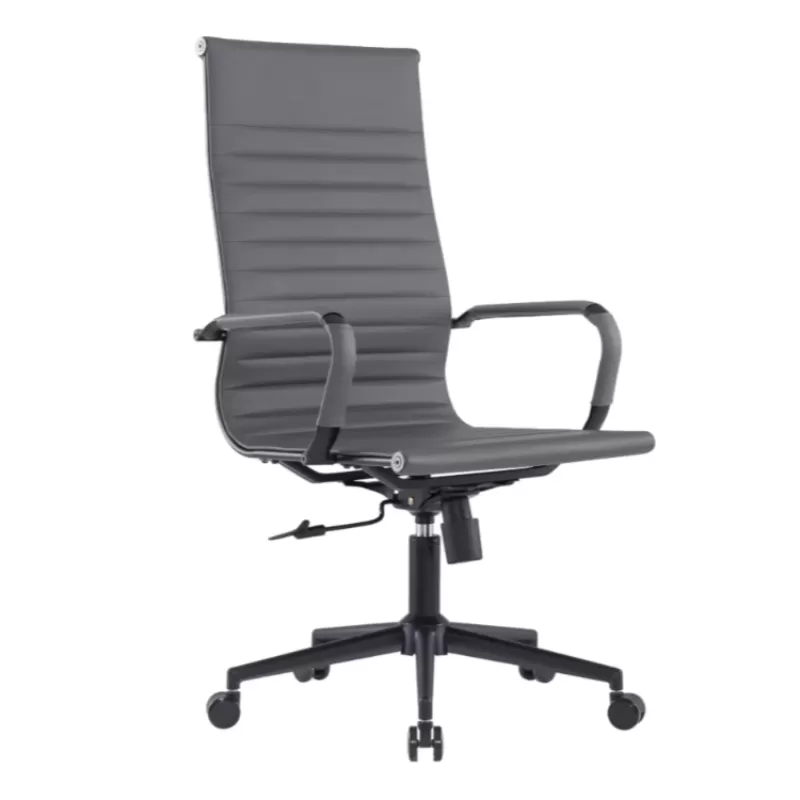 Cadeira Presidente Manhattan Black em Couro Ecológico PU com Sistema Relax e Base Black – Fratini