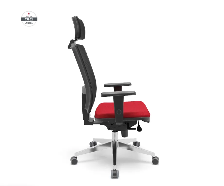 Cadeira Presidente Brizza Ergonômica NR17 com Apoio de Cabeça e Base Piramidal Cromada – Plaxmetal