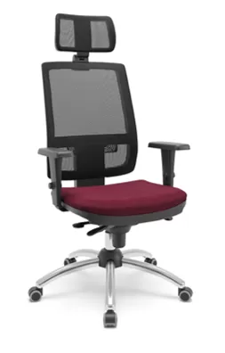 Cadeira Presidente Brizza Ergonômica NR17 com Apoio de Cabeça e Base Piramidal Cromada – Plaxmetal