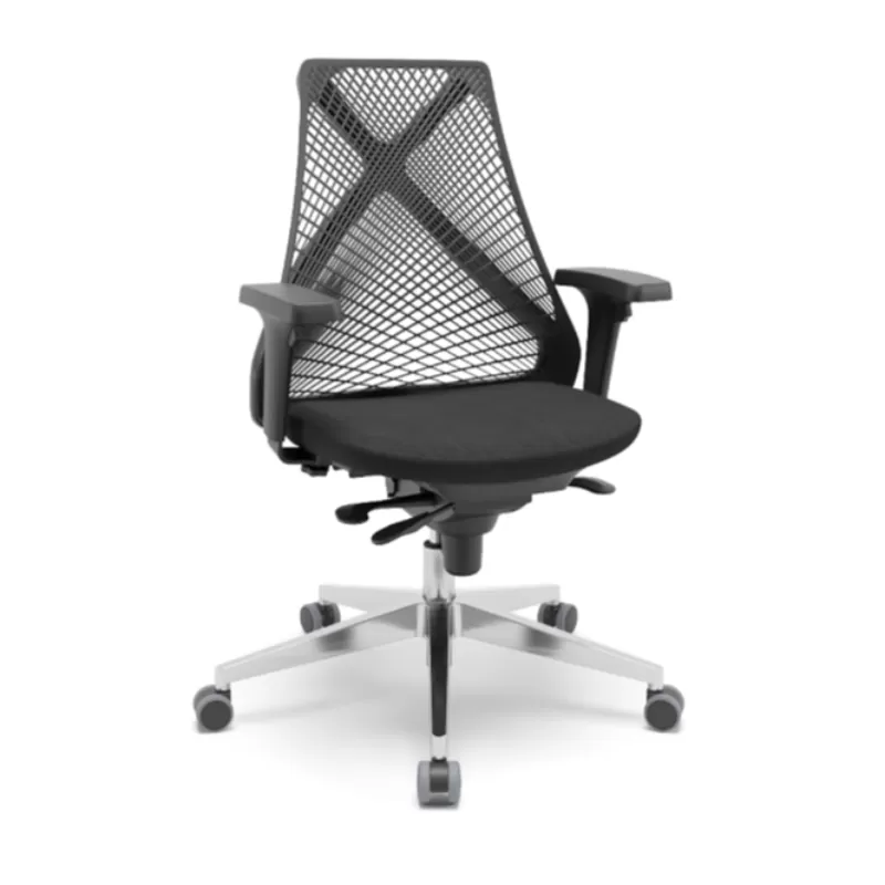 Poltrona Presidente Bix X+ Ergonômica NR17 com Encosto em Elastômero e Apoio Lombar Integrado – Plaxmetal