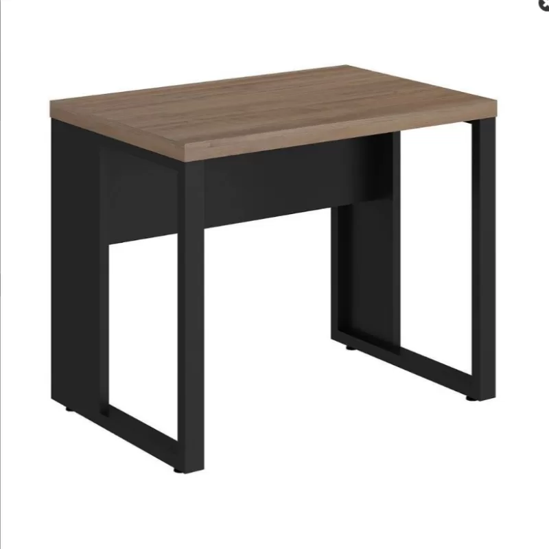 Mesa Retangular Express 1,50 x 0,60 x 0,74 m Pé Quadro – Nogal / Preto – 40 mm – Gebb Work
