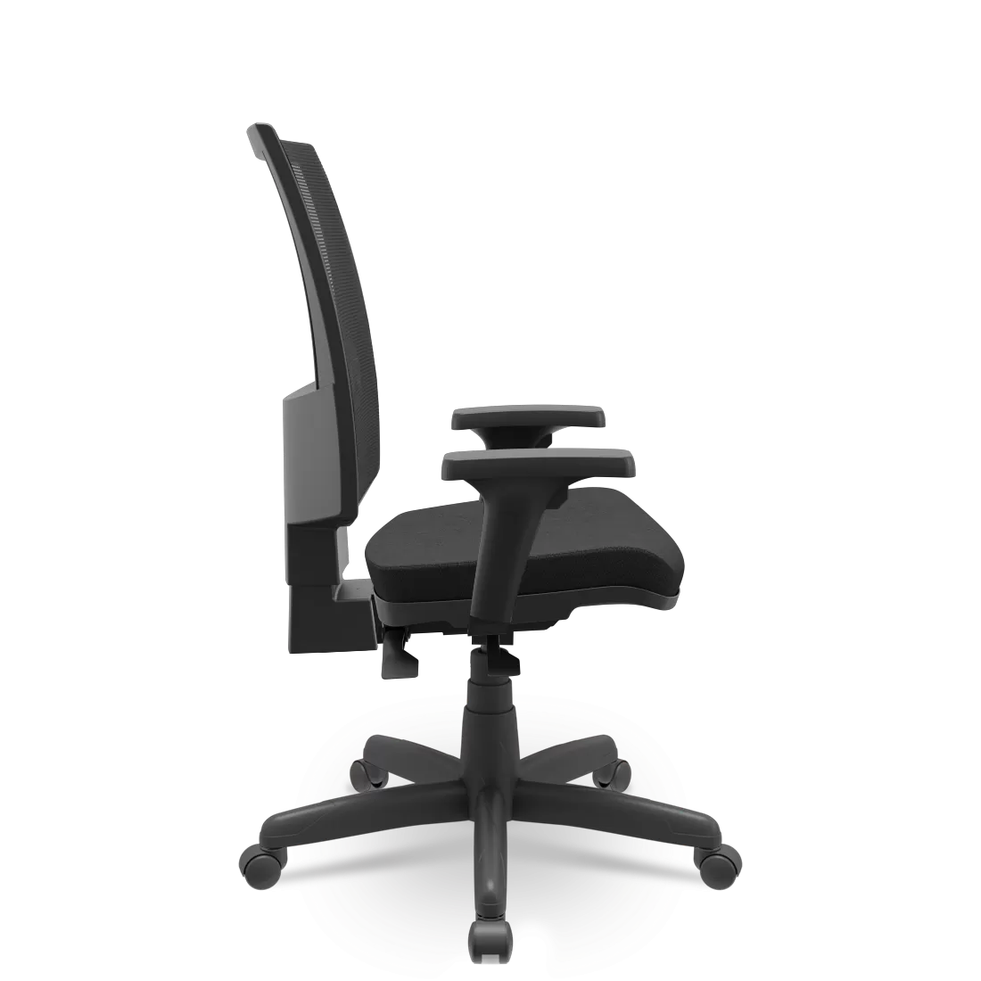 Cadeira Presidente Flash Ergonômica NR17 com Assento em Poliéster Preto, Base RPP e Braços Reguláveis – Plaxmetal