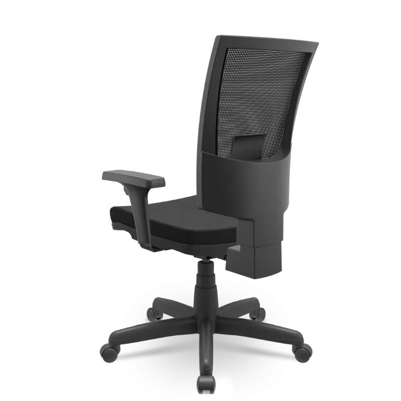 Cadeira Presidente Flash Ergonômica NR17 com Assento em Poliéster Preto, Base RPP e Braços Reguláveis – Plaxmetal