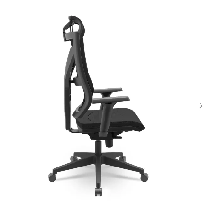 Poltrona Presidente Darix X+ Ergonômica NR17 com Mecanismo Sincron, Assento Sintético Preto e Apoio de Cabeça – Plaxmetal
