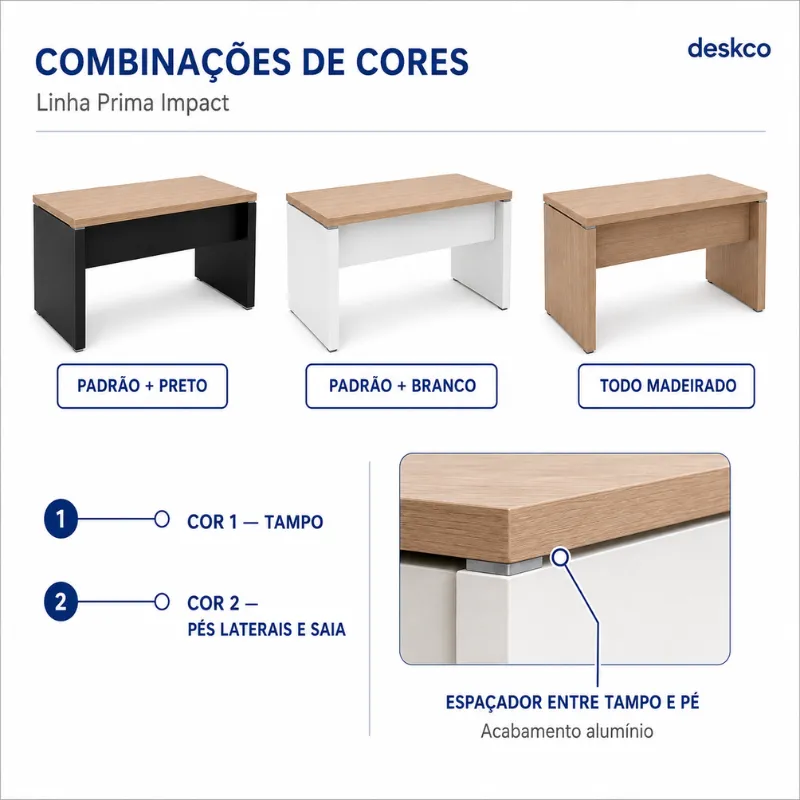 Mesa Reta Prima Impact 1,00 x 0,50 x 0,75 m Light – Marzo