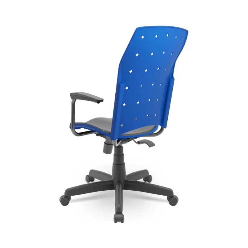 Cadeira Ergoplax Presidente Azul com Braços Fixos e Mecanismo Relaxplax – Plaxmetal