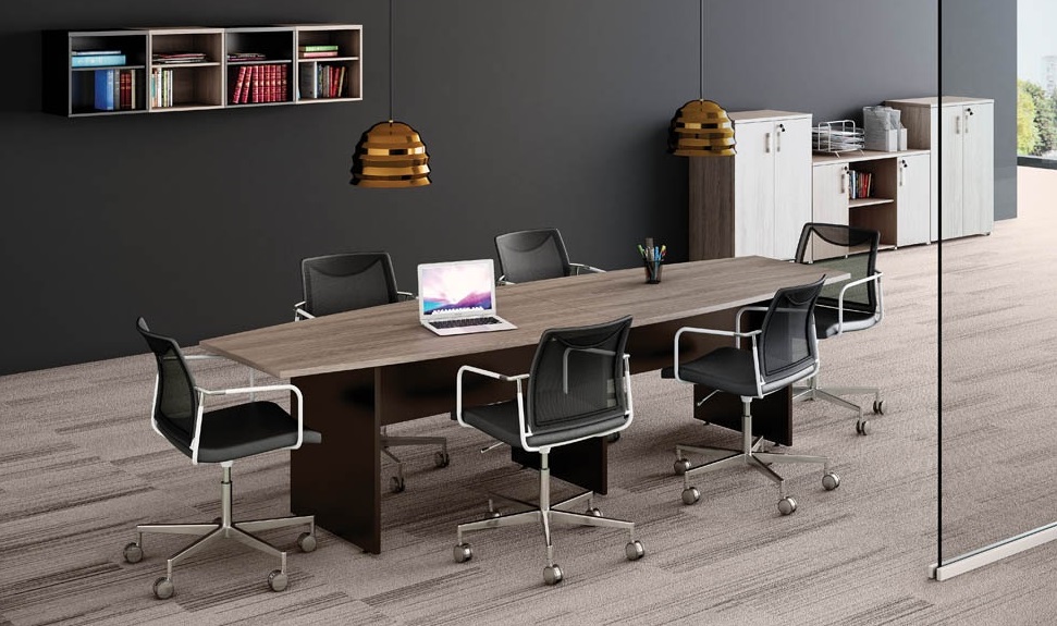 Mesa de Reunião Semi-Oval Prima Clean 1,60 x 0,90 x 0,74 m com Caixa de Tomada – 25 mm – Marzo