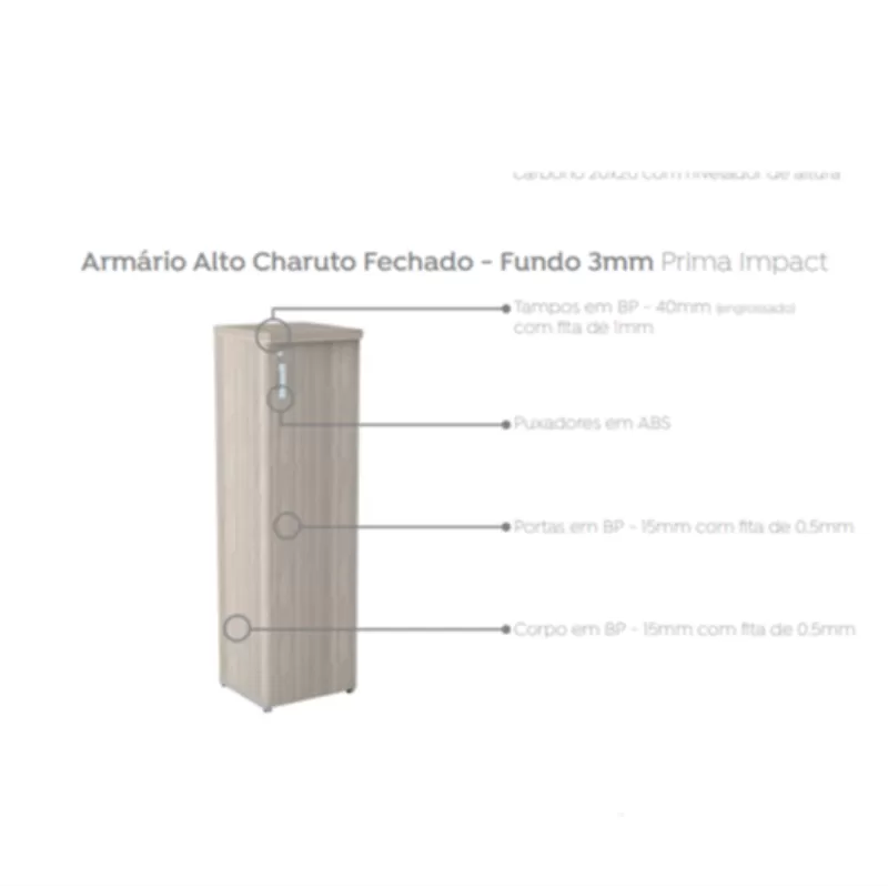 Armário Alto Charuto Fechado Prima Impact 0,45 x 0,47 x 1,62 m – 40 mm – Marzo