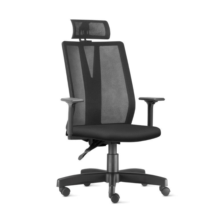 Cadeira Presidente Addit Ergonômica NR17 Com Apoio De Cabeça, Back System E Base Metálica – Frisokar