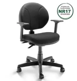 Cadeira Executiva Operativa Ergonômica NR17 Com Back System, Braços Reguláveis E Tecido Poliéster Preto – Plaxmetal