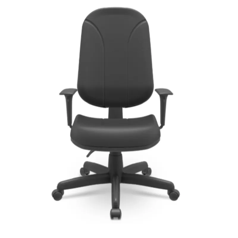 Poltrona Presidente Operativa Ergonômica NR17 Com Braços Reguláveis E Revestimento Sintético Preto – Plaxmetal