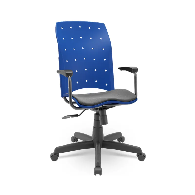Cadeira Ergoplax Presidente Azul Com Braços Fixos E Mecanismo Relaxplax – Plaxmetal